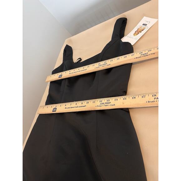 Haley Paige Women Maxi Dress Bridesmaid Black Strapy Sleeves Fit & Flare Size 12 - Picture 9 of 10